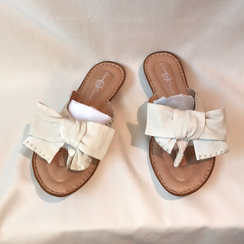 Børn Crown White Leather Bow Sandals